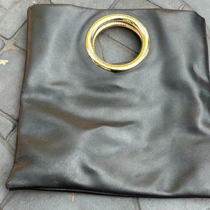 Black foldover clutch